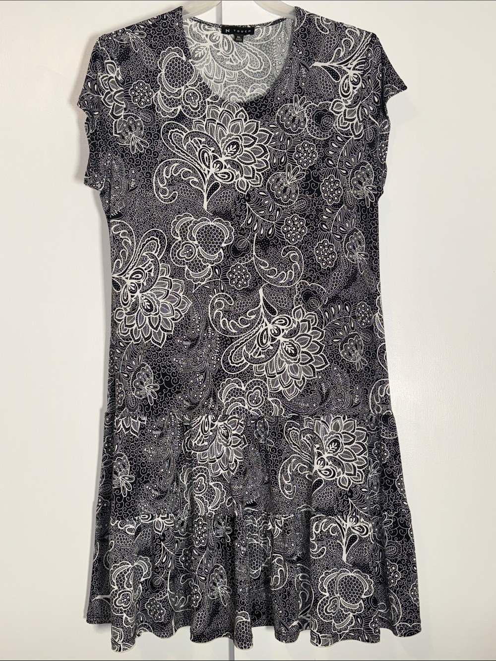 N Touch Boho Paisley Print Dress w Ruffle Hem Women’s XL Extra Large